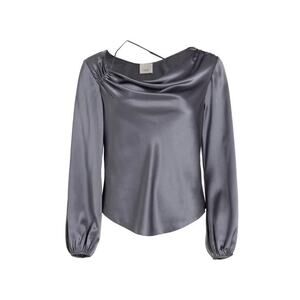 5a7 Cinq A Sept Jordy 100% Silk Cowl Neck Long Sleeve Blouse Top Small Strappy